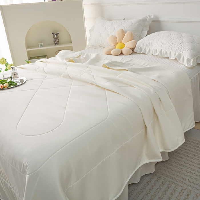 91家纺网 家纺一手货源 找家纺 美丽折家纺 2026新款乳胶被夏凉被空调被 白色