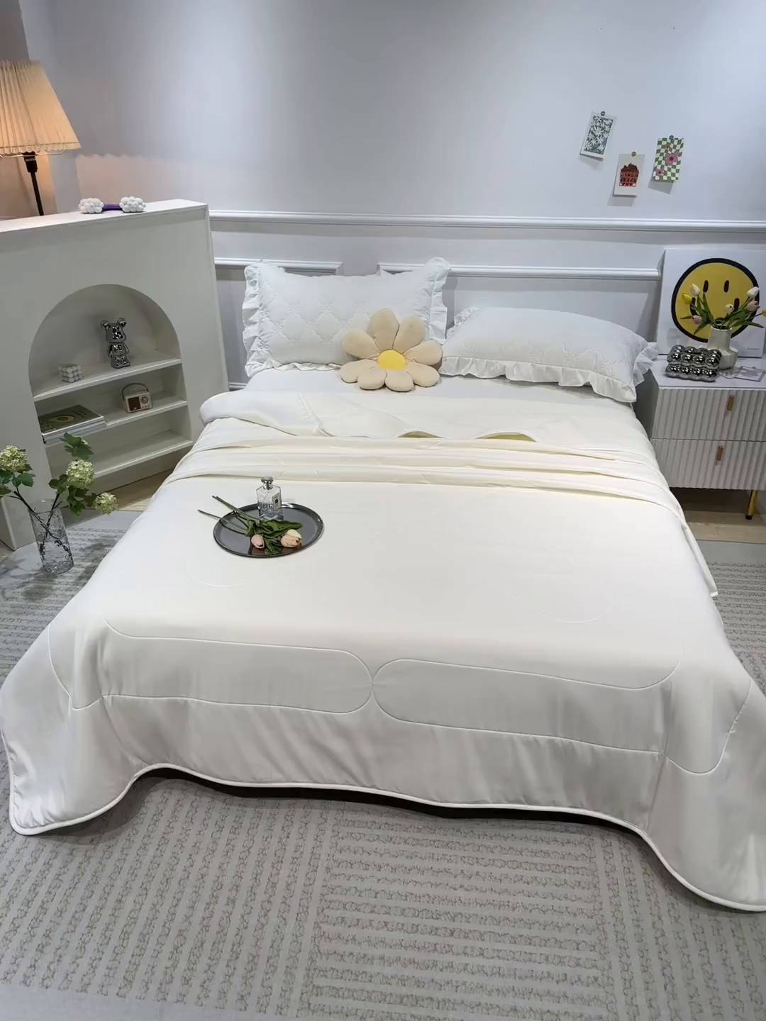 91家纺网 家纺一手货源 找家纺 美丽折家纺 2026新款乳胶被夏凉被空调被 白色