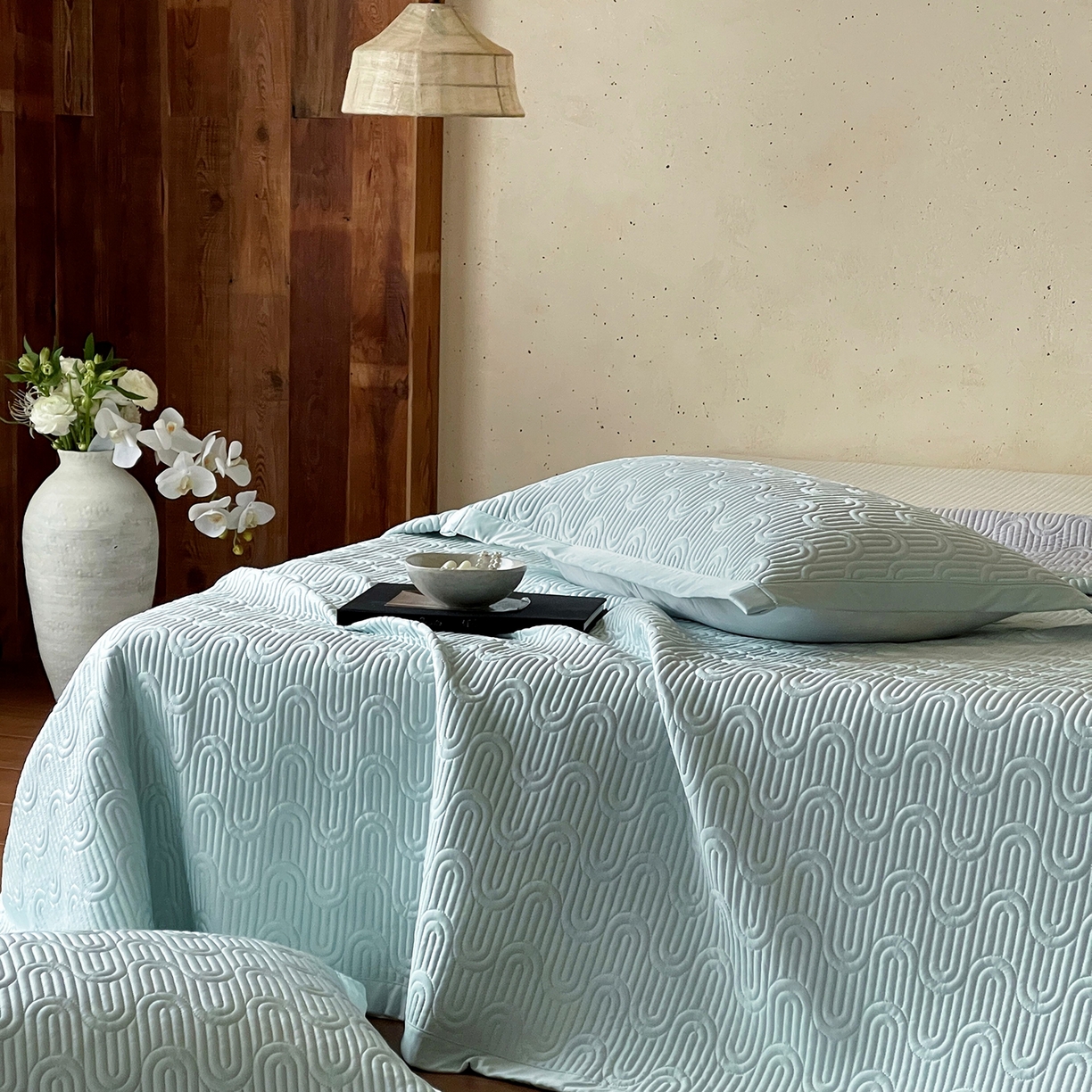 91家纺网 家纺一手货源 找家纺 傲蕾良品 2026新款韩国高量子冰丝床盖款软凉席 清水绿