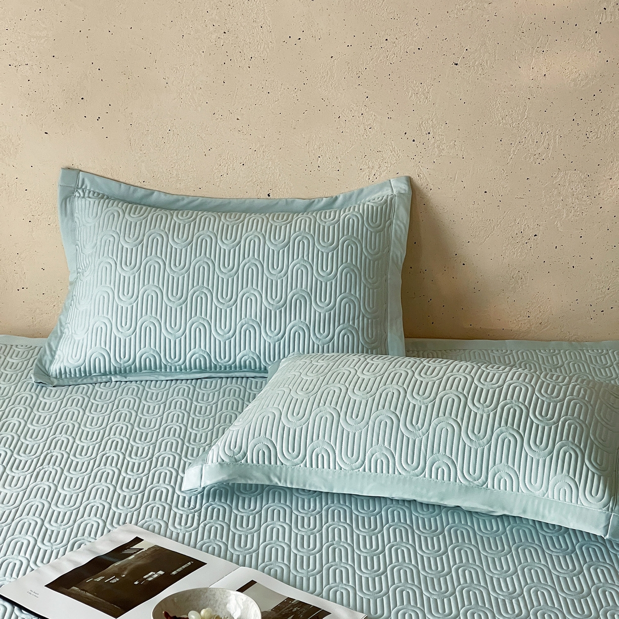 91家纺网 家纺一手货源 找家纺 傲蕾良品 2026新款韩国高量子冰丝床盖款软凉席 清水绿