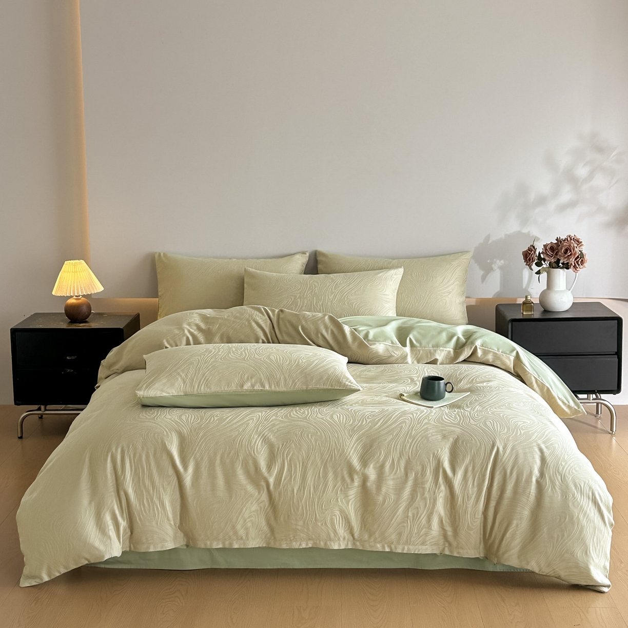 91家纺网 家纺一手货源 找家纺 （总）曼之夏 2026新款60支全棉水洗浮雕提花四件套