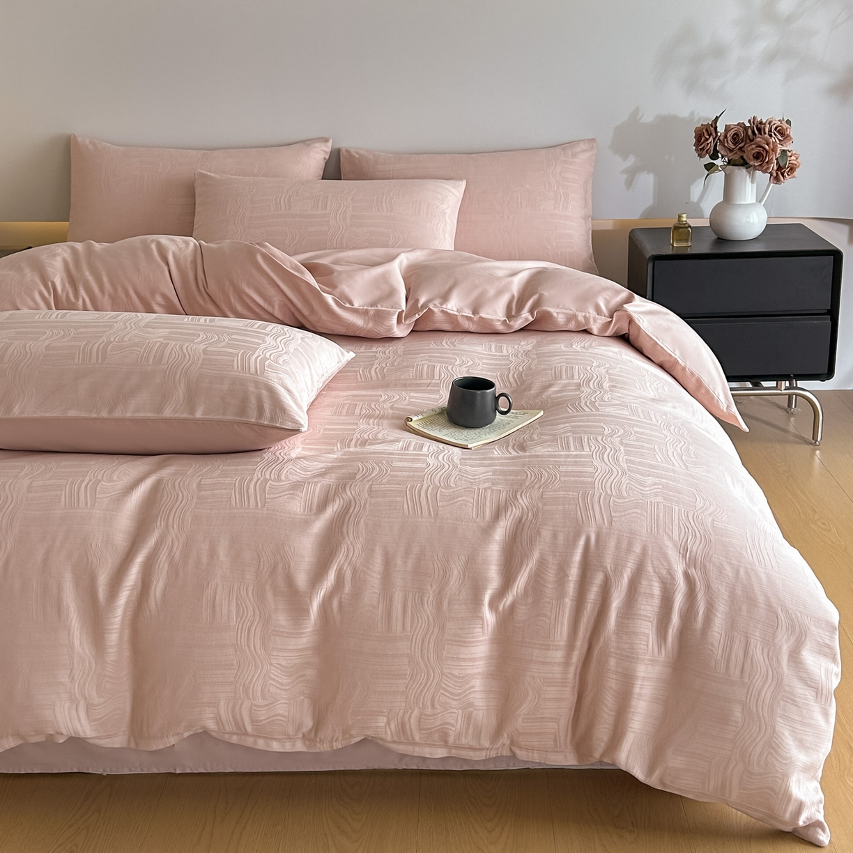 91家纺网 家纺一手货源 找家纺 （总）曼之夏 2026新款60支全棉水洗浮雕提花四件套