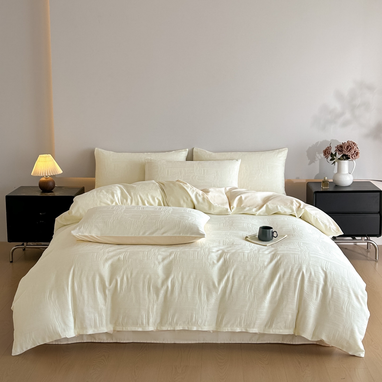 91家纺网 家纺一手货源 找家纺 （总）曼之夏 2026新款60支全棉水洗浮雕提花四件套