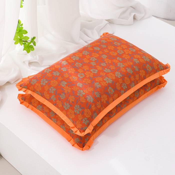 91家纺网 家纺一手货源 找家纺 （总）仁宇枕业 2026新款全棉提花双层纱花边款儿童成人荞麦棉花乳胶枕头枕芯