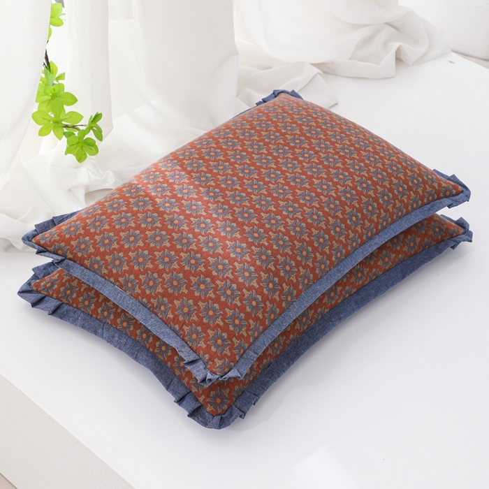 91家纺网 家纺一手货源 找家纺 （总）仁宇枕业 2026新款全棉提花双层纱花边款儿童成人荞麦棉花乳胶枕头枕芯