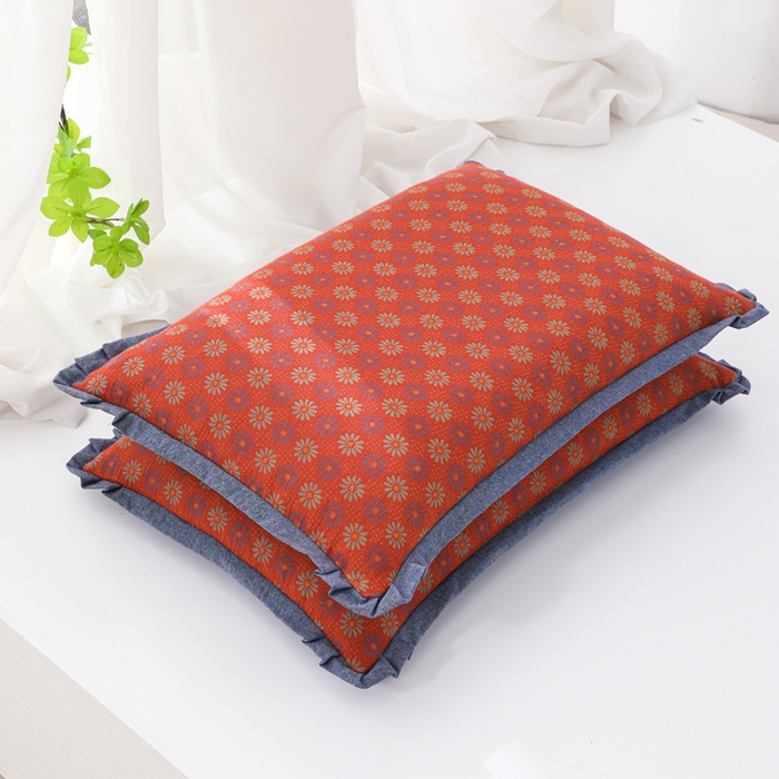 91家纺网 家纺一手货源 找家纺 （总）仁宇枕业 2026新款全棉提花双层纱花边款儿童成人荞麦棉花乳胶枕头枕芯