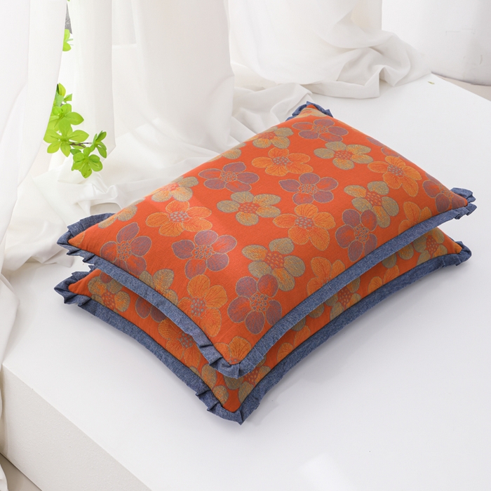 91家纺网 家纺一手货源 找家纺 （总）仁宇枕业 2026新款全棉提花双层纱花边款儿童成人荞麦棉花乳胶枕头枕芯