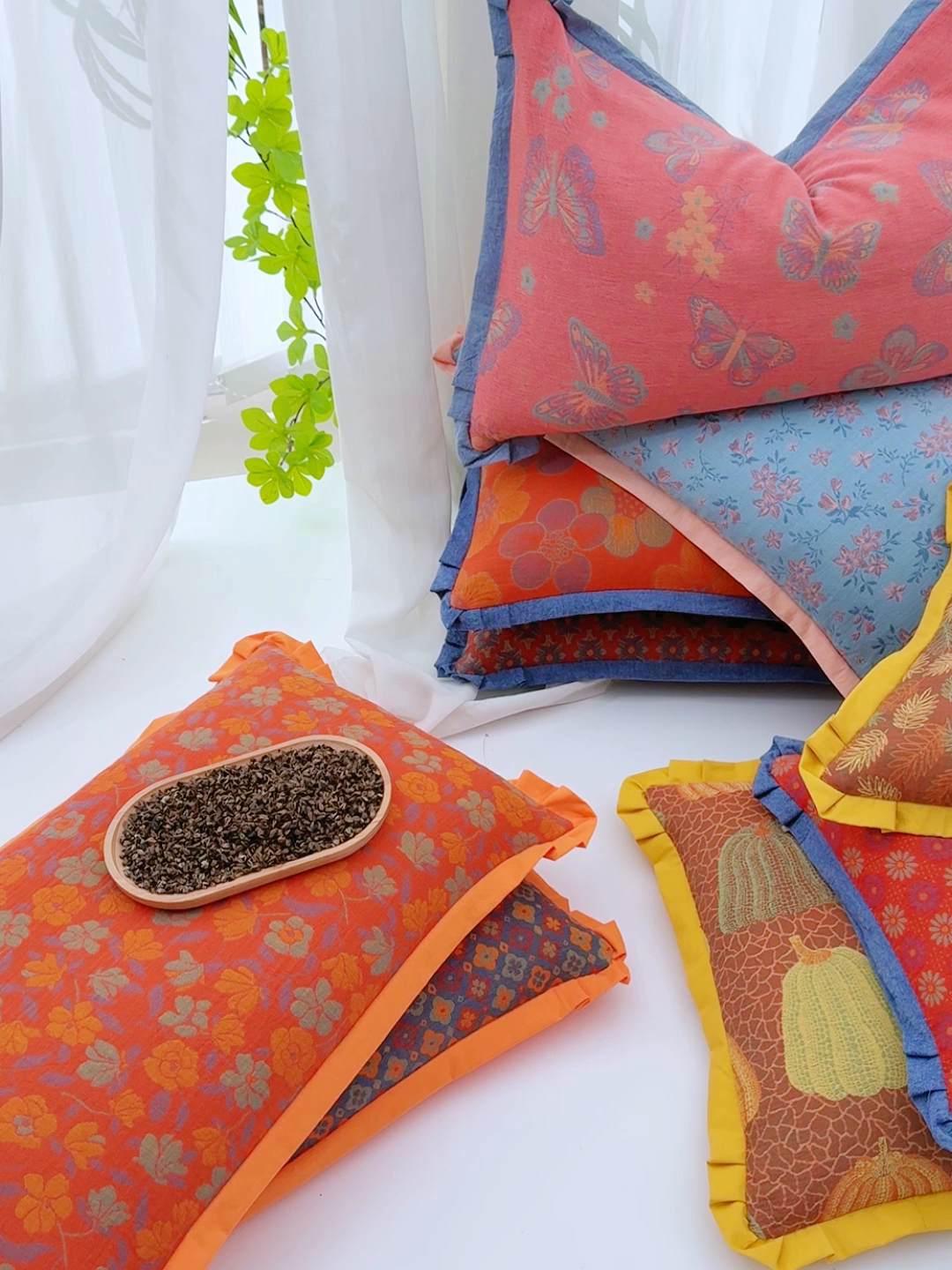 91家纺网 家纺一手货源 找家纺 （总）仁宇枕业 2026新款全棉提花双层纱花边款儿童成人荞麦棉花乳胶枕头枕芯