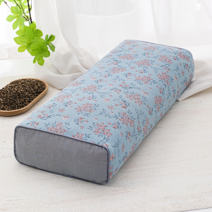 91家纺网 家纺一手货源 找家纺 （总）仁宇枕业 2026新款全棉提花双层纱金条款荞麦枕头枕芯