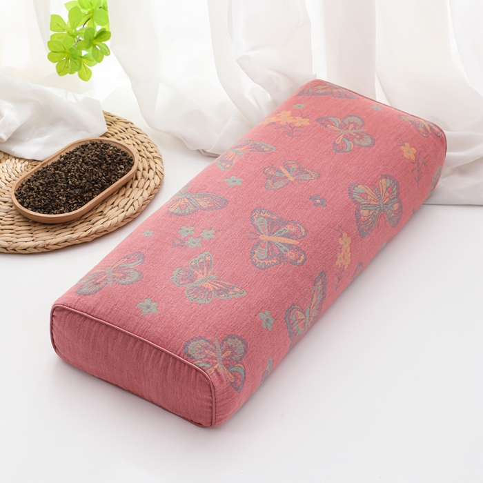 91家纺网 家纺一手货源 找家纺 （总）仁宇枕业 2026新款全棉提花双层纱金条款荞麦枕头枕芯