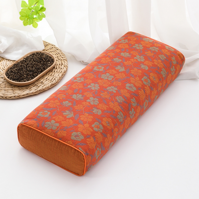 91家纺网 家纺一手货源 找家纺 （总）仁宇枕业 2026新款全棉提花双层纱金条款荞麦枕头枕芯