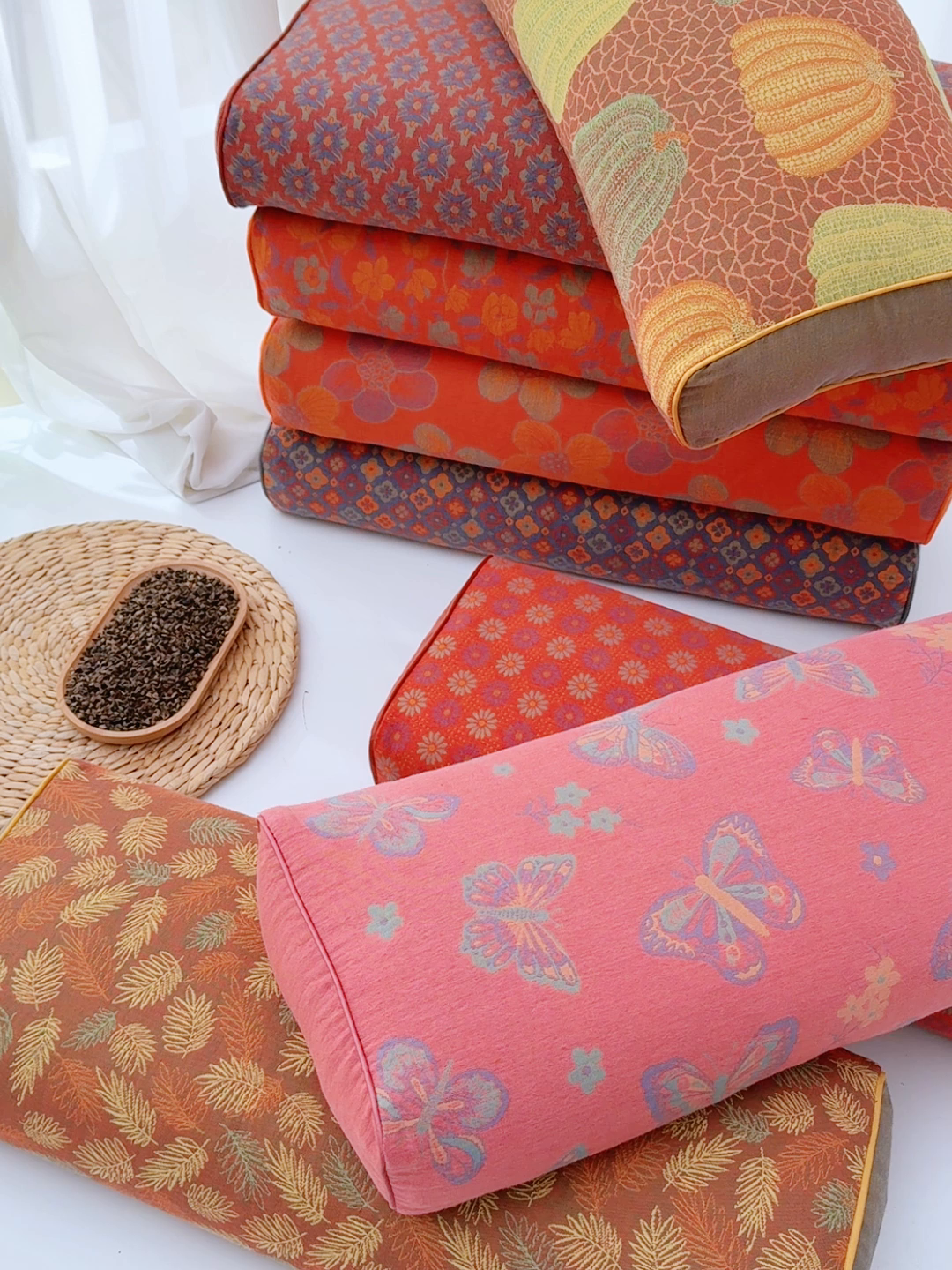 91家纺网 家纺一手货源 找家纺 （总）仁宇枕业 2026新款全棉提花双层纱金条款荞麦枕头枕芯