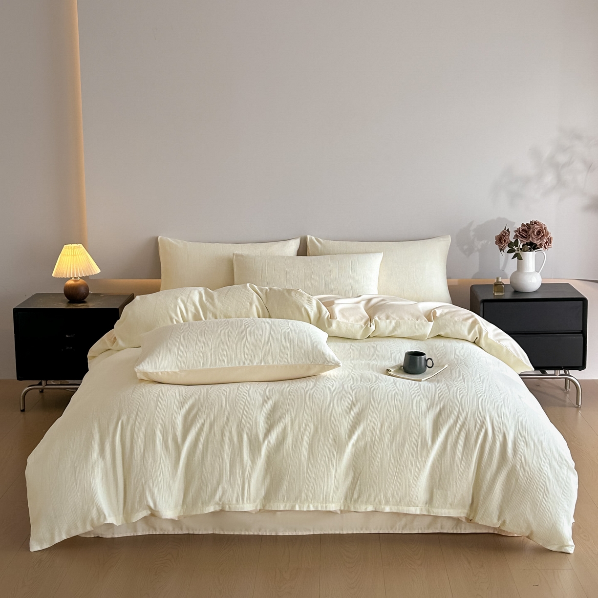 91家纺网 家纺一手货源 找家纺 （总）曼之夏 2026新款60支全棉水洗浮雕提花四件套