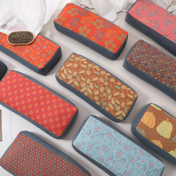 91家纺网 家纺一手货源 找家纺 （总）仁宇枕业 2026新款全棉提花双层纱宽边长款荞麦枕头枕芯