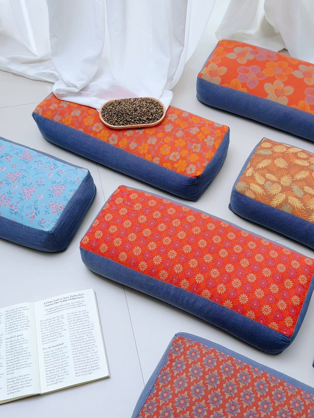 91家纺网 家纺一手货源 找家纺 （总）仁宇枕业 2026新款全棉提花双层纱宽边长款荞麦枕头枕芯