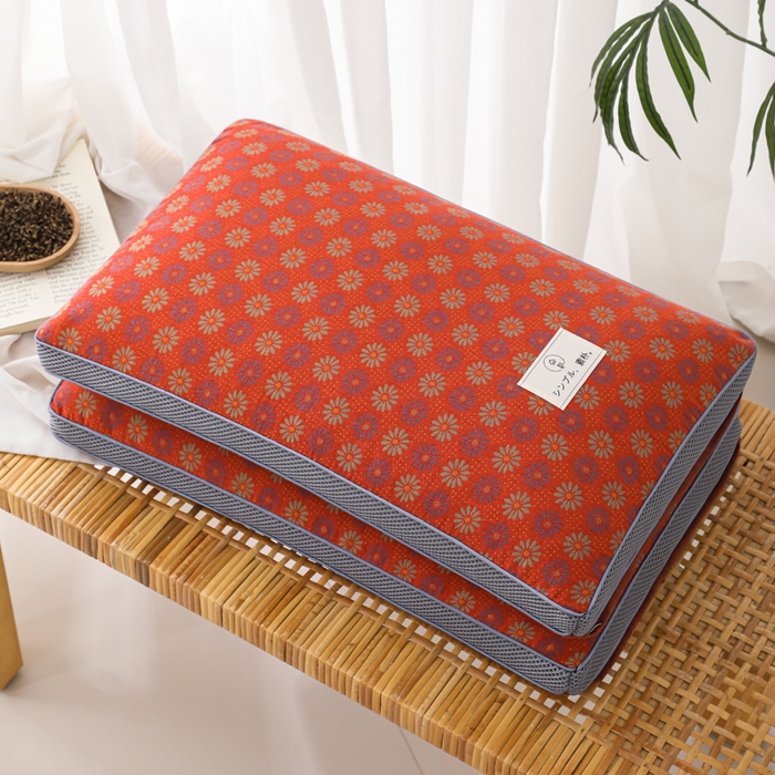 91家纺网 家纺一手货源 找家纺 （总）仁宇枕业 2026新款全棉提花双层纱面包透气款荞麦枕头枕芯