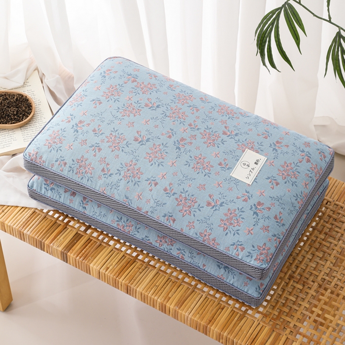 91家纺网 家纺一手货源 找家纺 （总）仁宇枕业 2026新款全棉提花双层纱面包透气款荞麦枕头枕芯