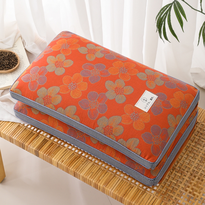 91家纺网 家纺一手货源 找家纺 （总）仁宇枕业 2026新款全棉提花双层纱面包透气款荞麦枕头枕芯