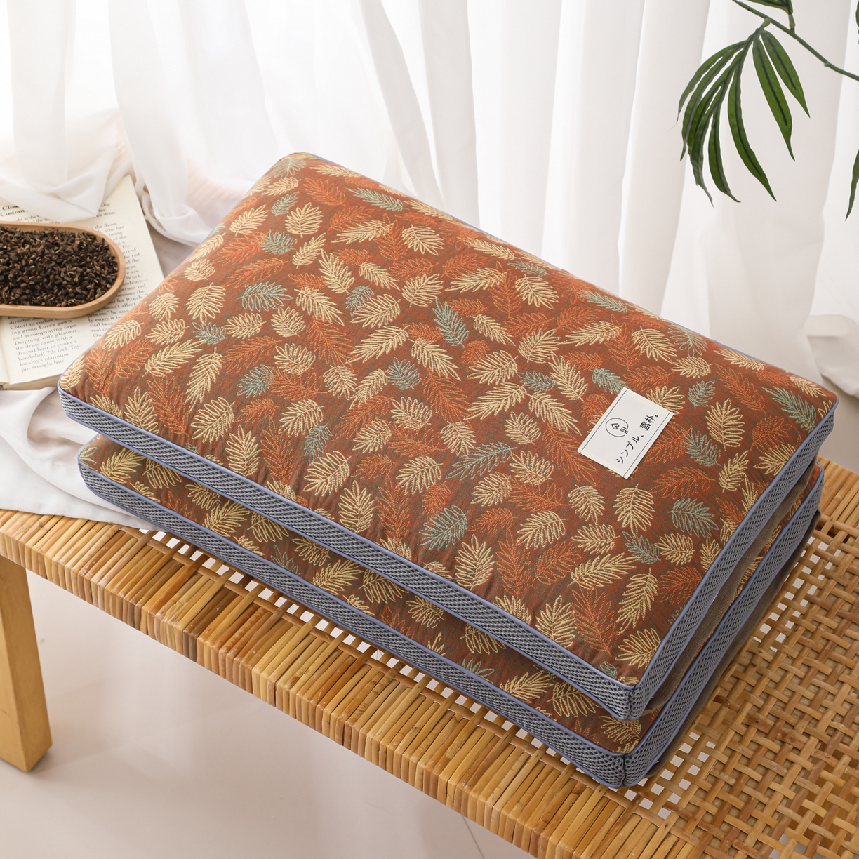 91家纺网 家纺一手货源 找家纺 （总）仁宇枕业 2026新款全棉提花双层纱面包透气款荞麦枕头枕芯