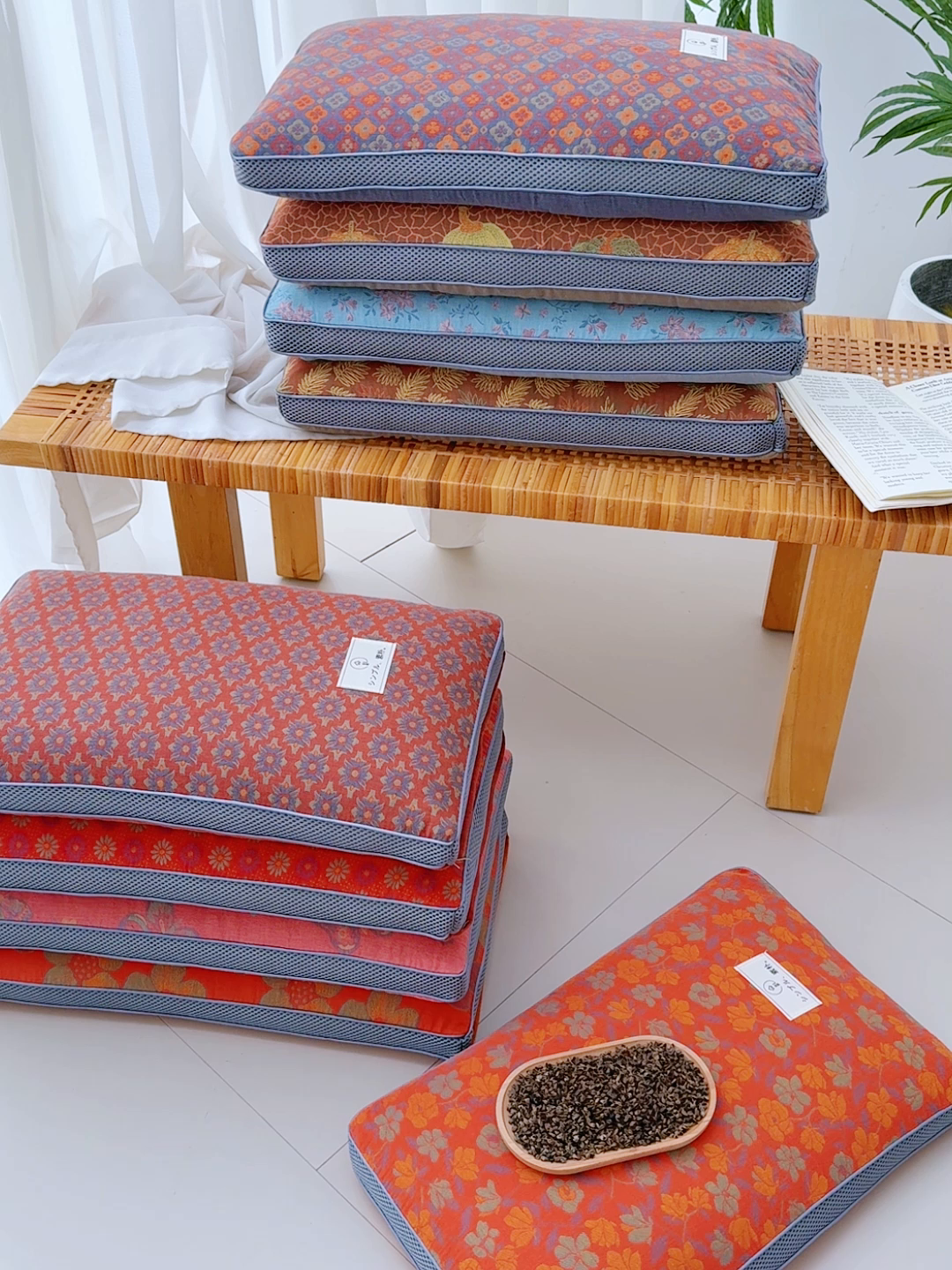 91家纺网 家纺一手货源 找家纺 （总）仁宇枕业 2026新款全棉提花双层纱面包透气款荞麦枕头枕芯