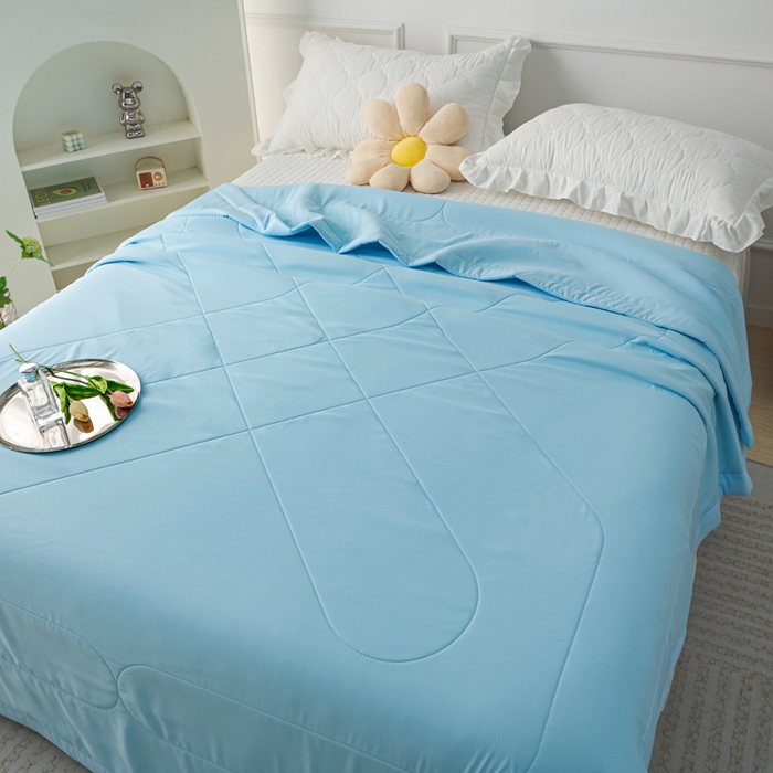 91家纺网 家纺一手货源 找家纺 美丽折家纺 2026新款乳胶被夏凉被空调被 蓝色