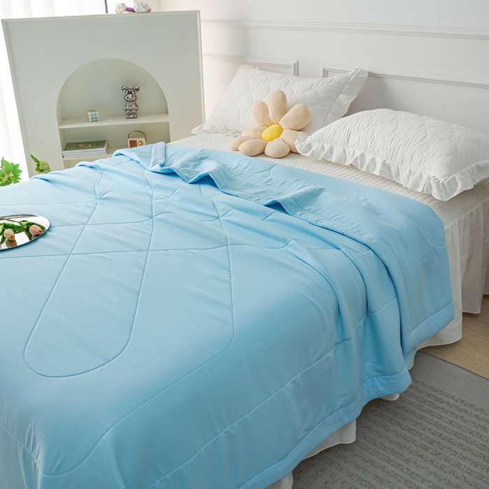 91家纺网 家纺一手货源 找家纺 美丽折家纺 2026新款乳胶被夏凉被空调被 蓝色