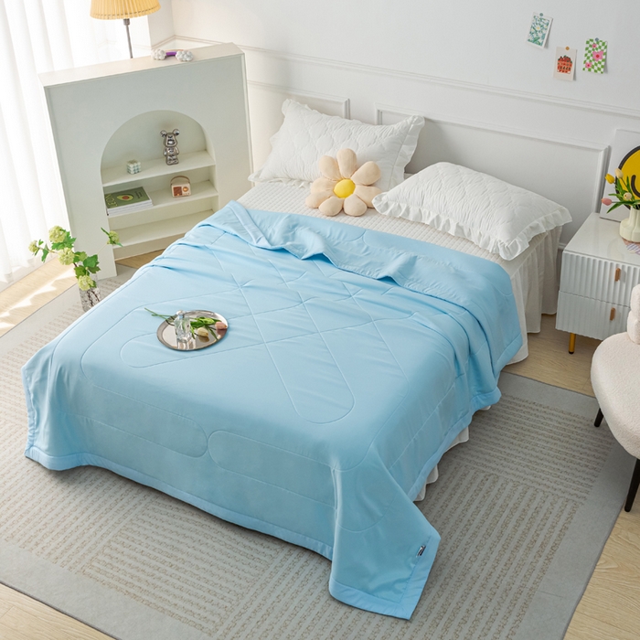 91家纺网 家纺一手货源 找家纺 美丽折家纺 2026新款乳胶被夏凉被空调被 蓝色