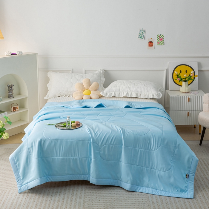 91家纺网 家纺一手货源 找家纺 美丽折家纺 2026新款乳胶被夏凉被空调被 蓝色