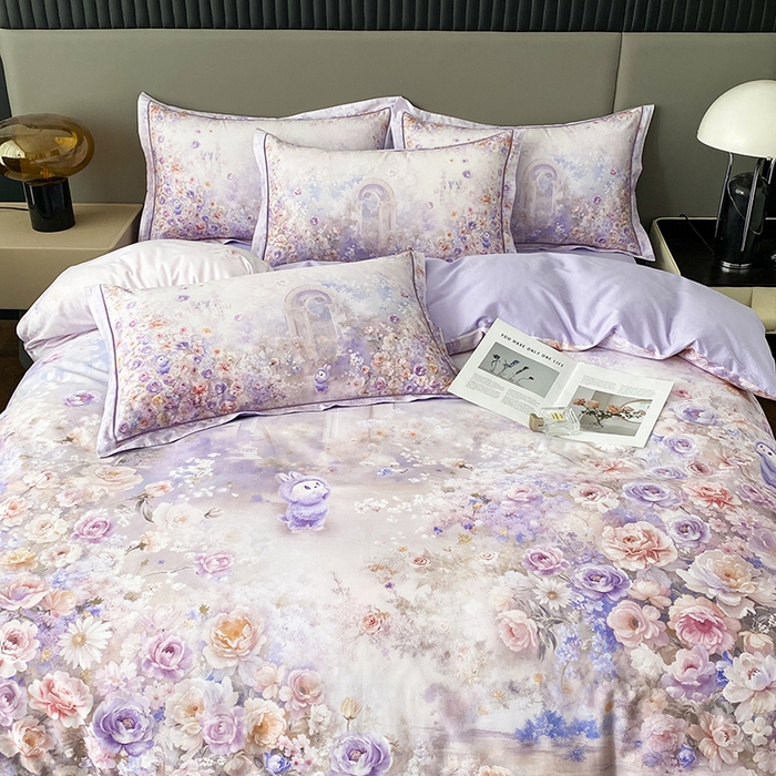 91家纺网 家纺一手货源 找家纺 （总）眷恋家纺 2026新款全棉春夏铂金棉13376数码印花四件套