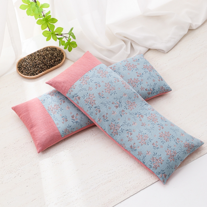 91家纺网 家纺一手货源 找家纺 （总）仁宇枕业 2026新款全棉提花双层纱拼色款腰枕头枕护颈枕头枕芯