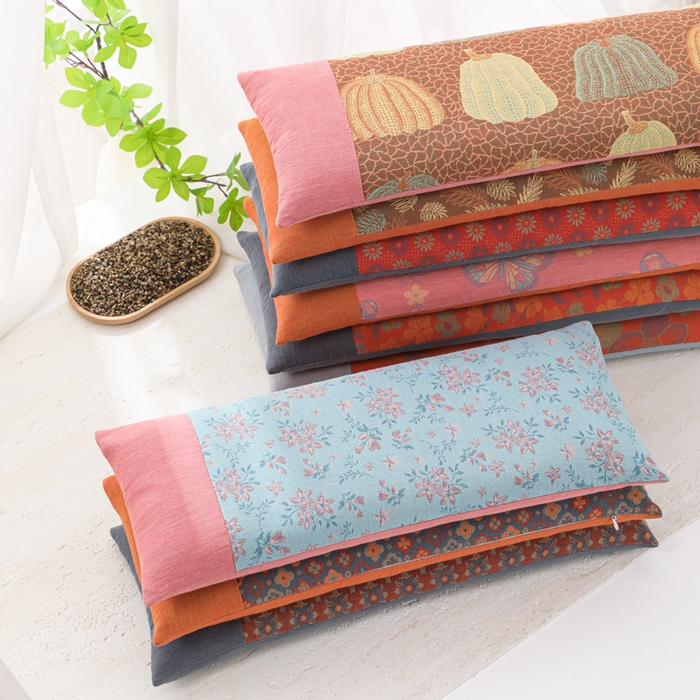 91家纺网 家纺一手货源 找家纺 （总）仁宇枕业 2026新款全棉提花双层纱拼色款腰枕头枕护颈枕头枕芯