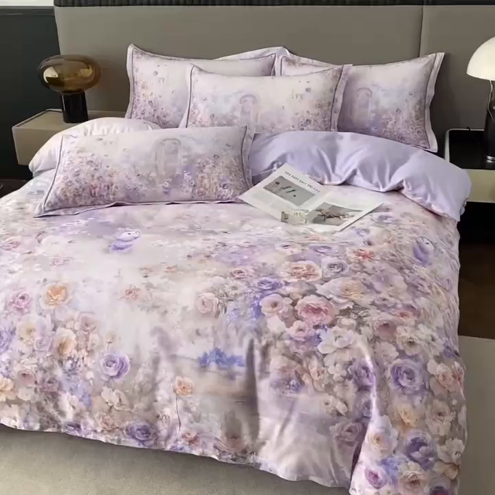 91家纺网 家纺一手货源 找家纺 （总）眷恋家纺 2026新款全棉春夏铂金棉13376数码印花四件套