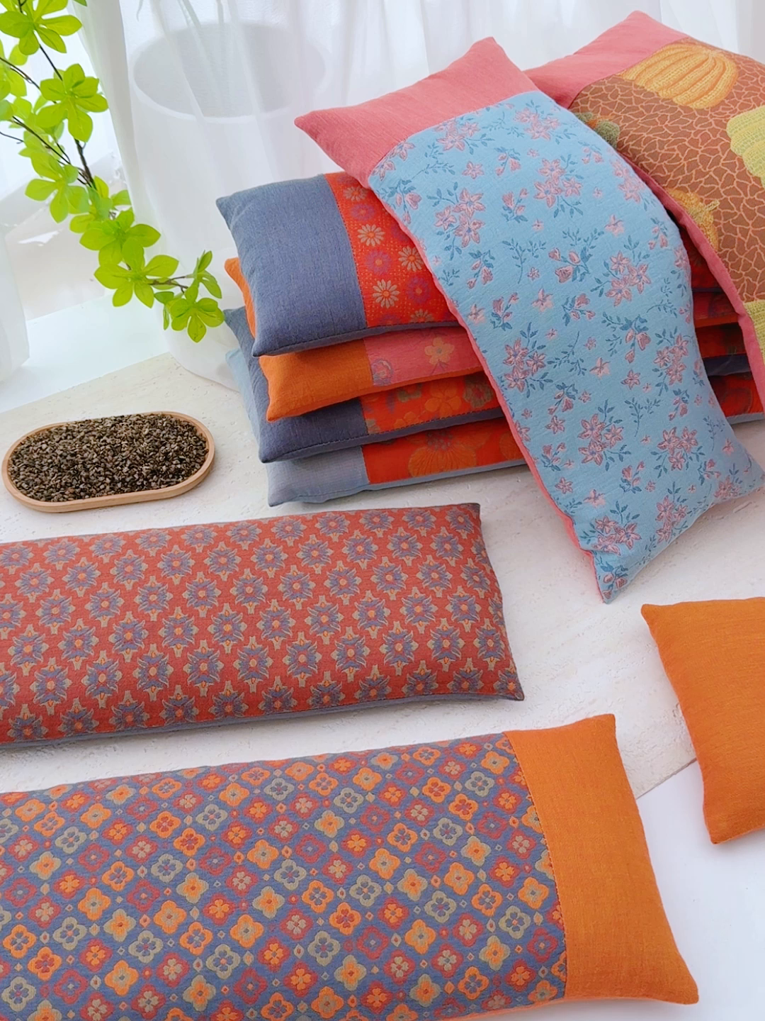 91家纺网 家纺一手货源 找家纺 （总）仁宇枕业 2026新款全棉提花双层纱拼色款腰枕头枕护颈枕头枕芯