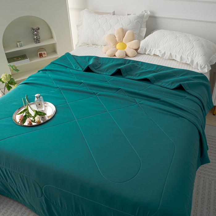 91家纺网 家纺一手货源 找家纺 美丽折家纺 2026新款乳胶被夏凉被空调被 墨绿色