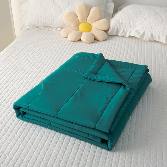 91家纺网 家纺一手货源 找家纺 美丽折家纺 2026新款乳胶被夏凉被空调被 墨绿色