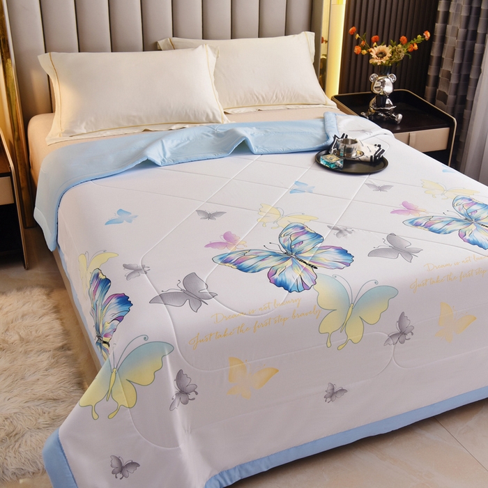 91家纺网 家纺一手货源 找家纺 美丽折家纺 2026新款乳胶被夏凉被空调被 七彩蝴蝶