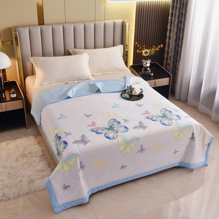 91家纺网 家纺一手货源 找家纺 美丽折家纺 2026新款乳胶被夏凉被空调被 七彩蝴蝶