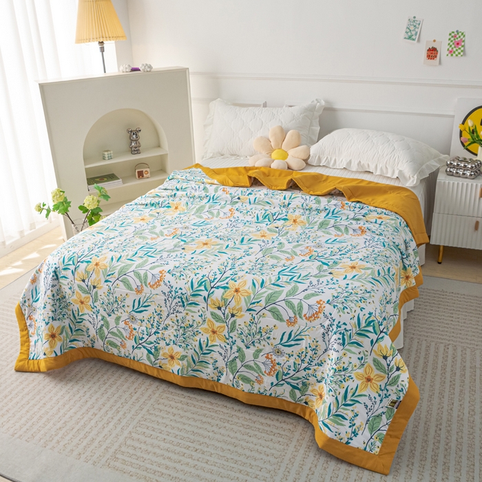 91家纺网 家纺一手货源 找家纺 美丽折家纺 2026新款乳胶被夏凉被空调被 浅尝春色