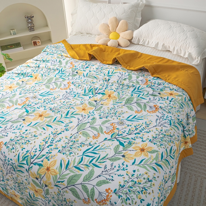 91家纺网 家纺一手货源 找家纺 美丽折家纺 2026新款乳胶被夏凉被空调被 浅尝春色