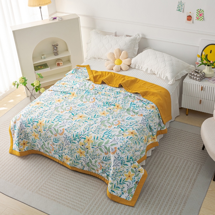 91家纺网 家纺一手货源 找家纺 美丽折家纺 2026新款乳胶被夏凉被空调被 浅尝春色