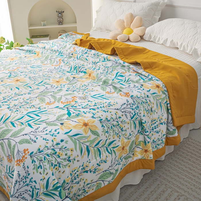 91家纺网 家纺一手货源 找家纺 美丽折家纺 2026新款乳胶被夏凉被空调被 浅尝春色