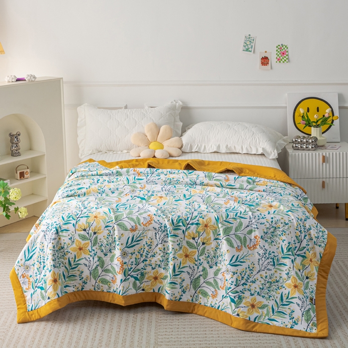 91家纺网 家纺一手货源 找家纺 美丽折家纺 2026新款乳胶被夏凉被空调被 浅尝春色