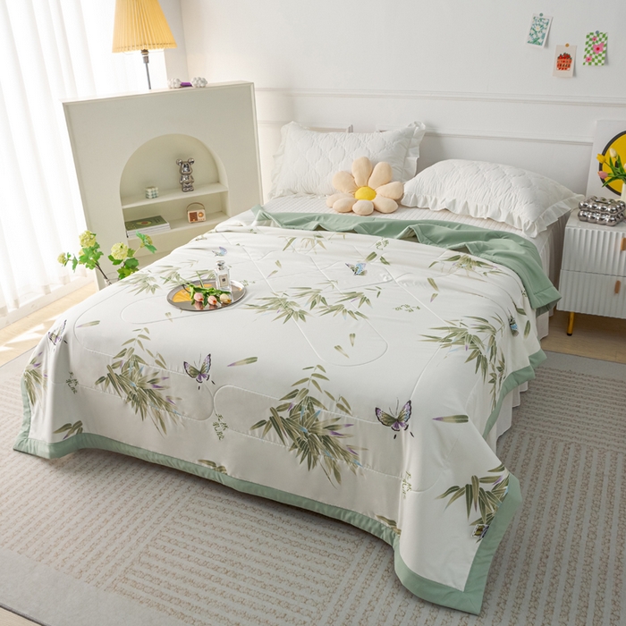 91家纺网 家纺一手货源 找家纺 美丽折家纺 2026新款乳胶被夏凉被空调被 青竹晚风