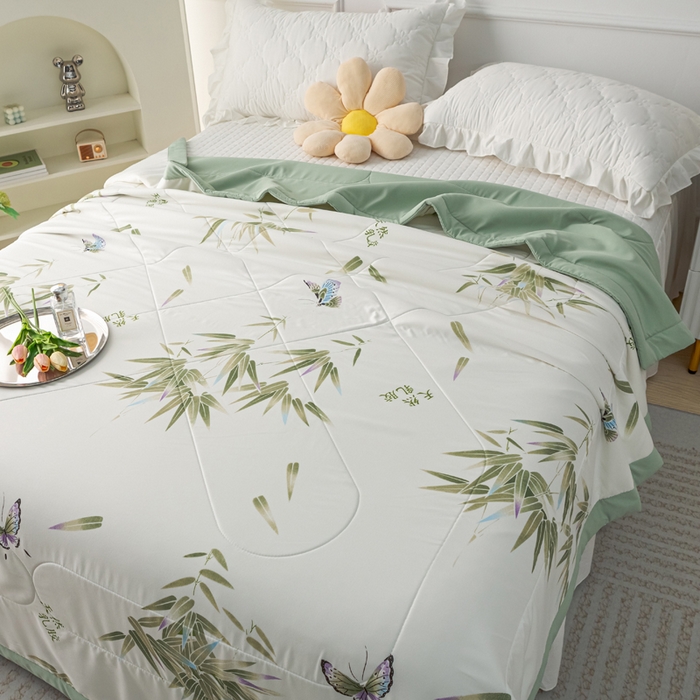 91家纺网 家纺一手货源 找家纺 美丽折家纺 2026新款乳胶被夏凉被空调被 青竹晚风