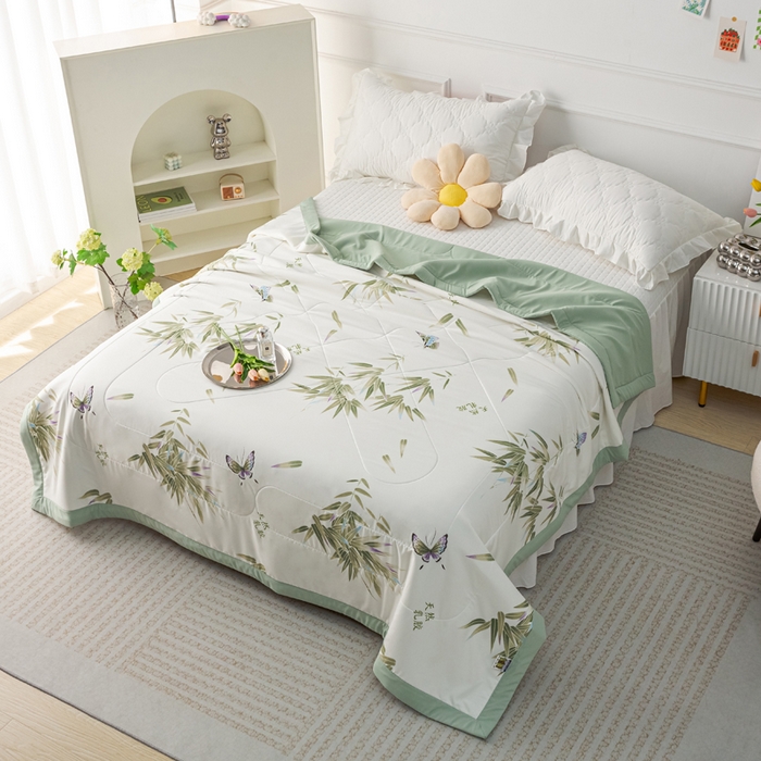 91家纺网 家纺一手货源 找家纺 美丽折家纺 2026新款乳胶被夏凉被空调被 青竹晚风