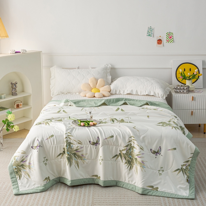 91家纺网 家纺一手货源 找家纺 美丽折家纺 2026新款乳胶被夏凉被空调被 青竹晚风