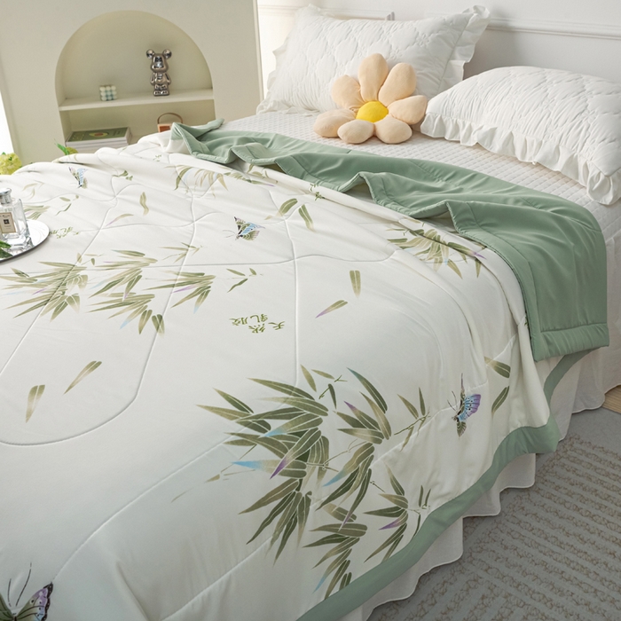 91家纺网 家纺一手货源 找家纺 美丽折家纺 2026新款乳胶被夏凉被空调被 青竹晚风