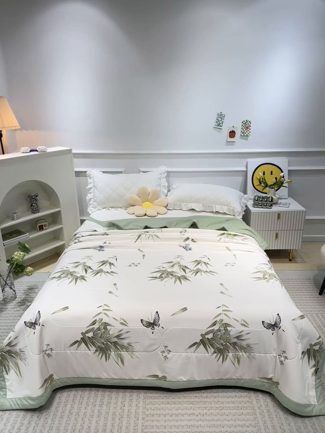 91家纺网 家纺一手货源 找家纺 美丽折家纺 2026新款乳胶被夏凉被空调被 青竹晚风