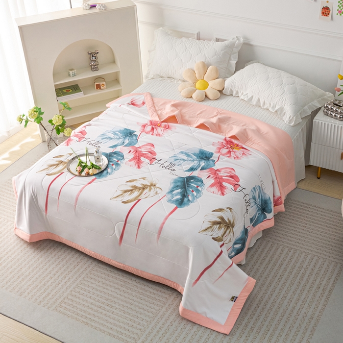 91家纺网 家纺一手货源 找家纺 美丽折家纺 2026新款乳胶被夏凉被空调被 清新夏日