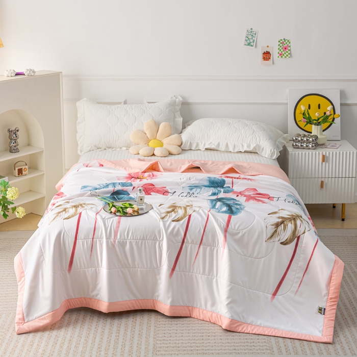 91家纺网 家纺一手货源 找家纺 美丽折家纺 2026新款乳胶被夏凉被空调被 清新夏日